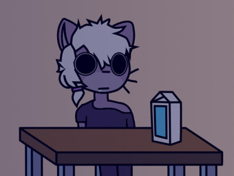 ambiguous_gender anthro dairy_products drugs food furniture milk sitting solo substance_intoxication table robokitty4 shark_(robokitty4) aquatic felid feline fish hybrid mammal shark