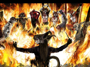 4_fingers abs arms_tied bdsm black_body black_border black_fur blood blood_on_body bodily_fluids border bound brown_hair burning burning_alive chain chained fingers front_view frown fur group hair hell holding_object inferno long_hair male neck_tied open_mouth pupils rear_view red_eyes screaming side_view slim slim_anthro slim_male smile snout snuff stake suffering suspension tied_to_pole torso_tied white_face yellow_eyes jeffusherb furx_(character) pascal_(jeffusherb) canid canine domestic_cat felid feline felis fox lizard mammal mouse murid murine reptile rodent scalie 2020 4:3 alternate_version_at_source digital_media_(artwork) hi_res pixel_(artwork)