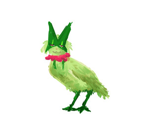 ambiguous_gender feathers feral green_body green_feathers pink_eyes pink_nose simple_background solo standing white_background betho nintendo pokemon meowl avian bird generation_9_pokemon hybrid meowscarada pokemon_(species) 6:5 digital_media_(artwork) digital_painting_(artwork) full-length_portrait painting_(artwork) portrait shaded
