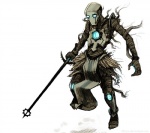 ankama armor bandage bandaged_body clothed clothing digital_media_(artwork) eliacube holding_melee_weapon holding_object holding_sword holding_weapon humanoid male mammal mask melee_weapon no_pupils not_furry noximilien_coxen simple_background solo sword thelivingmachine02 wakfu weapon xelor