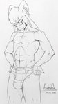 anthro athletic athletic_anthro clothed clothing curled_horn eyeshadow horn makeup male navel partially_clothed solo standing underwear lovlxshed undertale undertale_(series) asriel_dreemurr_(god_form) boss_monster_(undertale) bovid caprine mammal 2020 9:16 hi_res monochrome