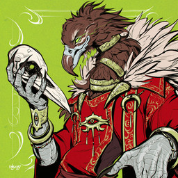 beak bone claws feathers green_eyes male simple_background skull solo finbeard accipitriform avian bird vulture 1:1 hi_res
