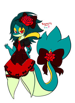 5_fingers accessory anthro blue_body bottomwear bow_ribbon clothing female fingers flower flower_in_hair furgonomics hair hair_accessory plant red_eyes ribbons skirt solo tail tail_accessory tail_bow tail_ribbon uniform lewdchuu nintendo pokemon generation_5_pokemon pokemon_(species) shiny_pokemon snivy hi_res