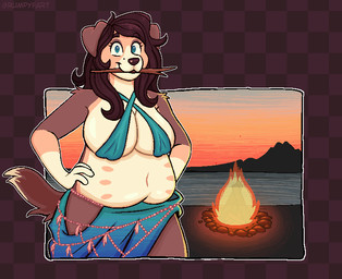 anthro belly belly_nipples big_breasts bikini bouncing_breasts breast_jiggle breasts clothing female floppy_ears jiggling multi_nipple nipples overweight overweight_anthro overweight_female solo speech_bubble swimwear tail tail_motion tailwag thick_thighs two-piece_swimsuit grumpyfart beagle canid canine canis domestic_dog hunting_dog mammal scent_hound animated