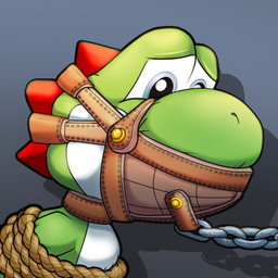 bdsm bondage bound feral gag gagged muzzle_(object) muzzled raptorroper mario_bros nintendo dinosaur green_yoshi prehistoric_species reptile scalie yoshi 1:1 bust_portrait hi_res icon portrait