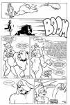 anthro bomb collar dialogue duo explosives female humor male tail text toony l._frank wom-bat canid canine canis domestic_cat domestic_dog felid feline felis mammal black_and_white comic english_text monochrome