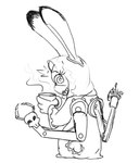 adeptus_mechanicus anthro beverage bionics coffee cosplay crossover_cosplay ears_up extra_arms female looking_at_viewer robotic_arm science_fiction simple_background solo surprise tech_priest white_background spoof_(artist) disney warhammer_(franchise) warhammer_40000 zootopia judy_hopps lagomorph leporid mammal rabbit crossover hi_res line_art monochrome