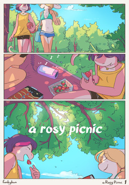 5_fingers anthro bedding bikini biped blanket book clothed clothed_anthro clothed_female clothing countershade_face countershade_neck countershade_tail countershade_torso countershading eating exhibitionism eye_through_hair eyebrow_through_hair eyebrows eyes_closed female fingers food forest forest_background fruit fully_clothed fully_clothed_anthro fully_clothed_female fur grass hair jewelry knife leaf long_ears loudspeaker multicolored_body multicolored_fur musical_note musical_symbol nature nature_background navel necklace open_mouth outside page_number park picnic pink_body pink_skin plant public strawberry sunny swimwear symbol tail tan_body tan_fur text title translucent translucent_hair tree two-piece_swimsuit white_body white_fur conditional_dnp funkybun rose_(funkybun) sophie_(funkybun) ambient_bird amphibian lagomorph leporid mammal rabbit salamander artist_name comic digital_media_(artwork) english_text hi_res trans_(lore) trans_woman_(lore)