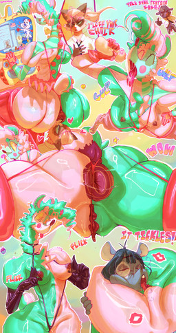 anal_fluids anal_juice_string anthro anus big_butt bikini bodily_fluids boots bottomwear butt clitoris clothing clown cum cum_in_mouth cum_inside cunnilingus drinking drinking_cum erect_clitoris facesitting female footwear genital_fluids genitals gloves group handwear latex latex_clothing latex_gloves latex_handwear legwear lipstick long_neck makeup male one-piece_swimsuit oral penetrable_sex_toy puffy_anus sex sex_toy shoes sitting_on_another skirt sling_bikini steam sweat swimwear thick_thighs thigh_boots thigh_highs thong tongue tongue_out translucent translucent_body two-piece_swimsuit underwear vaginal vulva wide_hips smashmat dale_dale_dale_no_pierdas_el_tino camelid llama mammal absurd_res hi_res