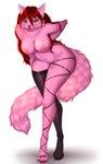 anthro breasts clothing female green_eyes hair lingerie nipples pink_hair solo tongue tongue_out moirah domestic_cat felid feline felis mammal 2022 absurd_res hi_res