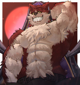 anthro clothed clothing fur male multicolored_body multicolored_fur muscular muscular_anthro muscular_male red_body red_fur solo tan_body tan_fur toothy_grin topless topless_anthro topless_male two_tone_body two_tone_fur furuo epic_games fortnite mythology lycan_west_(fortnite) canid canine mammal mythological_canine mythological_creature werecanid werecanine werecreature werewolf hi_res