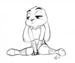 anthro biped bulletproof_vest clothed clothing female half-closed_eyes looking_away narrowed_eyes police police_uniform simple_background sitting solo tired uniform white_background alec8ter conditional_dnp disney zootopia judy_hopps lagomorph leporid mammal rabbit 2017 black_and_white hi_res monochrome signature