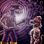 anthro cigar duo hypnosis male male/male mind_control smoke smoking smoking_cigar spiral chazthewolf anothereidos_of_dragon_vein_r gordov canid canine canis domestic_dog felid mammal pantherine tiger 1:1 2024 colored digital_media_(artwork) shaded signature