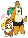 accessory annoyed anthro bottomless bottomwear boxers_(clothing) chain clothed clothing duo heavy_ball jewelry looking_at_another male necklace neckwear one_eye_closed pokeball premier_ball slightly_chubby smile topless underwear slimecatt nintendo pokemon alolan_form alolan_raichu dragonite generation_1_pokemon generation_7_pokemon pokemon_(species) regional_form_(pokemon) signature