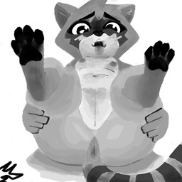 anus belly_fat blush blush_lines body_blush breasts cute_fangs fangs feet female feral foot_focus genitals holding_both_legs innie_vulva markings narrowed_eyes navel nipples open_mouth pawpads plump_labia presenting presenting_anus presenting_vulva ring_(marking) ringed_tail short_stack slightly_chubby slightly_chubby_female small_breasts solo spread_anus spread_legs spreading squint striped_markings striped_tail stripes tail tail_markings teeth tongue tongue_out vulva vulva_blush wide_hips honeywp aya_(honeywp) humanoid mammal procyonid raccoon 1:1 sketch