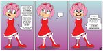 2022 2:1 50percentgrey accessory amy_rose anthro boots clothed clothing comic_panel dialogue dress ellipsis english_text eulipotyphlan female footwear hair hands_behind_back headband hedgehog looking_aside mammal open_mouth pink_body pink_hair sega shoes solo sonic_the_hedgehog_(series) speech_bubble standing text wide_eyed