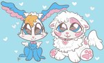 :3 ambiguous_gender blue_body blue_fur collar duo feathered_wings feathers feral fur pawpads paws sitting toony white_body white_fur wings 555bunnies hasbro littlest_pet_shop angel lagomorph leporid mammal rabbit digital_drawing_(artwork) digital_media_(artwork) hi_res