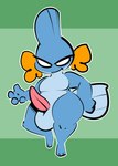 aged_down anthro balls big_balls big_penis blue_body genitals green_background male penis simple_background smile smirk solo tail thick_thighs 1upgobbo nintendo pokemon xavier_(1upgobbo) generation_3_pokemon mudkip pokemon_(species) 2024 hi_res