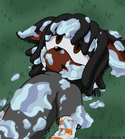 anthro black_hair black_nose brown_eyes clothed clothing dreadlocks empty_eyes grass green_clothing green_shirt green_topwear hair infection lying lying_on_ground male metal_virus on_back on_ground open_mouth outside plant shirt short_hair solo tongue topwear shadowwalk sega sonic_the_hedgehog_(series) bovid caprine mammal sheep 2025 hi_res