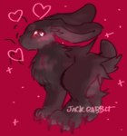 ambiguous_gender black_body black_fur blush blush_lines blush_stickers claws countershading feral fur grey_body grey_fur heart_eyes heart_symbol paws solo tail tail_tuft tuft tufted_fur jackrabbit_(artist) misery_(jackrabbit) hare lagomorph leporid mammal rabbit 2024 absurd_res digital_media_(artwork) hi_res ibispaint_(artwork) shaded signature