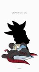 accessory blonde_hair clothed clothing footwear hair hair_accessory hairband shoes simple_background sleeping tentacles text white_background hyeon_sonic sega sonic_the_hedgehog_(series) sonic_x_shadow_generations doom_morph_shadow maria_robotnik shadow_the_hedgehog alien black_arms_(sonic) cephalopod coleoid decapodiform human mammal marine mollusk squid 2024 hi_res