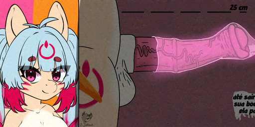 animal_genitalia animal_penis anthro balls bodily_fluids condom cum ejaculation equine_genitalia equine_penis erection excessive_cum excessive_genital_fluids female filled_condom flared_penis fur genital_fluids genitals gynomorph hair intersex medium_penis nude penis sexual_barrier_device side_view simple_background solo text vein veiny_penis wearing_condom torielle69 kaolah equid equine horse mammal pony absurd_res artist_name digital_media_(artwork) hi_res signature