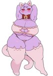 anthro big_breasts big_butt blush bodily_fluids breasts butt cat_lingerie cat_tail clothed clothing fake_cat_ears fake_ears female fur huge_breasts legwear lingerie navel overweight purple_body red_eyes simple_background solo stockings thick_thighs underchikichan nintendo pokemon plump_(character) generation_1_pokemon gengar pokemon_(species) absurd_res hi_res