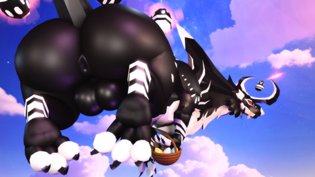 3_toes 4_ears anus backsack balls big_butt black_anus black_balls black_body black_claws black_fur butt claws cloud egg egg_basket feet feral flying fur genitals glistening glistening_butt holidays horn huge_butt levitation light looking_at_viewer male markings multi_ear multicolored_body multicolored_fur multicolored_skin open_mouth paws presenting puffy_anus rear_view red_eyes red_sclera sky solo spikes spikes_(anatomy) tail teeth thick_thighs toes tongue two_tone_body two_tone_fur two_tone_skin white_body white_fur willie_piv easter mythology roblox aranga_(dragon_adventures) dragon furred_dragon furred_scalie hybrid mythological_creature mythological_scalie scalie wingless_dragon 2026 3d_(artwork) colored digital_media_(artwork) hi_res lighting shaded widescreen