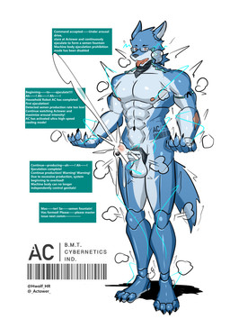 anthro genitals humanoid_genitalia humanoid_penis machine male penis solo text hwolfhr ac_(actower) android canid canine canis domestic_dog mammal robot english_text hi_res