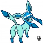 anus blush butt female feral genitals looking_at_viewer looking_back pose pussy quadruped simple_background solo tail white_background shinooka nintendo pokemon canid eeveelution generation_4_pokemon glaceon mammal pokemon_(species) 1:1 low_res