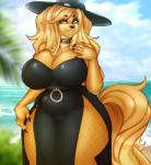 anthro belly big_breasts breasts cleavage clothed clothing curvy_figure eyeshadow female hair hat headgear headwear huge_breasts huge_thighs long_hair looking_at_viewer makeup mature_anthro mature_female outside slightly_chubby solo thick_thighs voluptuous wide_hips missmixi mabel_(cherrikissu) canid canine canis domestic_dog hunting_dog mammal saluki sighthound 2018 absurd_res digital_media_(artwork) hi_res