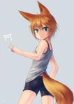 big_ears blonde_hair bottomwear clothed clothing female flat_chested fox_tail green_eyes hair looking_at_viewer orange_hair shirt short_hair shorts solo spandex spandex_shorts standing tank_top tight_bottomwear tight_clothing tight_shorts topwear dreadtie animal_humanoid canid canid_humanoid canine canine_humanoid fox fox_humanoid humanoid mammal mammal_humanoid hi_res