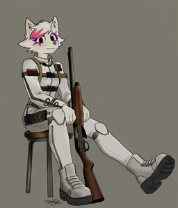 bodysuit boots clothing combat_boots combat_gear footwear gun gunshot male ranged_weapon shoes shotgun skinsuit solo tactical_gear tight_clothing weapon white_body kawasakiwind mikhail_(kawasakiwind) canid canine mammal hi_res