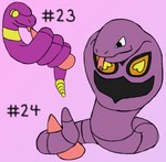 2022 ambiguous_gender arbok digital_media_(artwork) duo_focus ekans erection evolutionary_family feral generation_1_pokemon genitals group hashtag hi_res id_number male nintendo number penis pokemon pokemon_(species) rattle_(anatomy) secretsableye sex simple_background smile tail tail_around_penis tail_fetish tail_play tail_sex tailjob tapering_penis text tongue tongue_out
