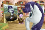 blue_eyes book brush canvas clothing creating_art detailed_background duo easel eyes_closed female feral fur hair holding_object horn inside library male paint paintbrush painter painting palette parody purple_hair tail white_body white_fur gor1ck friendship_is_magic hasbro mona_lisa_(painting) my_little_pony mythology rarity_(mlp) spike_(mlp) dragon equid equine mammal mythological_creature mythological_equine mythological_scalie scalie unicorn 2013 hi_res inspired_by_formal_art