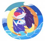 biped blue_markings blush blush_stickers border circle cloud crescent_moon fisheye_lens markings membrane_(anatomy) membranous_wings moon outside red_sclera sea solo starry_hair water white_body white_border wings yellow_eyes nettsuu nintendo pokemon generation_7_pokemon legendary_pokemon lunala pokemon_(species) 2018 digital_media_(artwork) full-length_portrait portrait