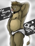 animal_noises anthro briefs bulge clothed clothing collar heart_symbol looking_at_viewer male oink oinking overweight overweight_anthro overweight_male solo sound_effects tail tail_tuft tongue tongue_out topless tuft underwear amwulf wild-dude domestic_pig mammal suid suina sus_(pig) wild_boar hi_res