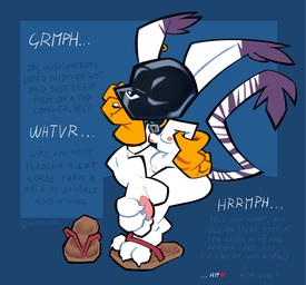 anthro bdsm bdsm_gear bondage bound clothing curling_toes ear_piercing ear_ring feet female foot_fetish foot_imprint footprint_in_shoe footwear forced hindpaw hood imprint latex mask nipples pawpads paws piercing ring_piercing sandals shoes soles solo text thick_thighs toes oddjuice bandai_namco digimon digimon_(species) gatomon english_text