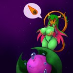 asteroid big_breasts breasts dot_eyes female green_body green_pseudo_hair green_skin horn huge_breasts macro navel not_furry planet plant plant_hair pseudo_hair simple_eyes solo space speech_bubble star terra_macro thick_thighs wide_hips elfdrago blaster_master infinity_kanna kanna_(blaster_master) elemental_creature elemental_humanoid flora_fauna humanoid plant_humanoid 1:1 absurd_res hi_res