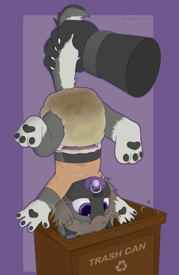 abdl ageplay anthro bodily_fluids diaper duo feces genital_fluids infantilism male male/male messy pacifier poopy_diaper roleplay soiled_diaper soiling trash trash_can trash_dog unclean_diaper urine used_diaper wet_diaper young anowotternpc cosmicmutt canid canine canis domestic_dog mammal hi_res