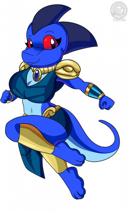 3_toes anklet anthro barefoot belt big_breasts blue_body blue_scales blue_skin bottomwear bracelet breasts chibi clothed clothing crop_top feet female jewelry loincloth necklace non-mammal_breasts plantigrade pose red_eyes scales scutes shirt shoulder_guards simple_background smile solo tail toes topwear justathereptile june_(justathereptile) deity komodo_dragon lizard monitor_lizard reptile scalie 2018 digital_media_(artwork) hi_res watermark herm_(lore)