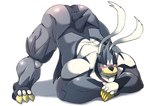 anthro ass_up black_body black_eyes blush butt claws finger_claws fur grey_body grey_fur jack-o'_pose larger_anthro larger_male male multicolored_body multicolored_fur muscular muscular_anthro muscular_arms muscular_legs muscular_male pose simple_background size_difference solo toe_claws white_background white_body white_fur rusk07 nintendo pokemon generation_8_pokemon legendary_pokemon pokemon_(species) urshifu 2021 absurd_res hi_res