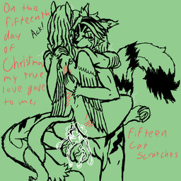 anal anthro balls bite blood bodily_fluids cum genital_fluids genitals holidays intersex intersex/male intersex_penetrating intersex_penetrating_male lyrics male male_penetrated outline penetration penis scratch_mark scratches sex text vein veiny_balls wings korncob christmas mihoyo mythology the_twelve_days_of_christmas_(song) zenless_zone_zero korn_cob pulchra_fellini equid equine mammal mythological_creature mythological_equine pegasus 1:1 english_text hi_res line_art monochrome sketch