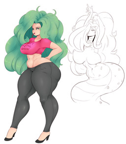 abs amazon apode arms_above_head big_breasts big_butt bouncing_breasts breasts butt clothing female footwear forked_tongue green_eyes green_hair hair hair_over_eye high_heels huge_butt legless monster_girl_(genre) nipples one_eye_obstructed pumps serpentine shoes simple_background solo split_form standing text thick_thighs tongue white_background wide_hips sundown_(artist) one_piece boa_sandersonia anaconda animal_humanoid boa_(snake) boinae draconcopode humanoid lamia reptile reptile_humanoid scalie scalie_humanoid snake snake_humanoid 2017 absurd_res english_text hi_res