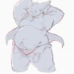 anthro belly clothed clothing fur kemono long_ears looking_at_viewer male musclegut muscular navel overweight overweight_anthro overweight_male pecs presenting seductive showing_teeth simple_background smile solo stretching unbuttoned white_background gabu2929 lagomorph leporid mammal rabbit 2018 absurd_res digital_media_(artwork) hi_res sketch