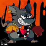 anthro clothing digitigrade ear_piercing ear_tag fur gloves grey_body grey_fur grin handwear heart_symbol hole_(anatomy) male piercing sharp_teeth smile solo teeth toony bluutheferret mad_rat_dead nippon_ichi_software mad_rat_(mad_rat_dead) mammal murid murine rat rodent 1:1 hi_res