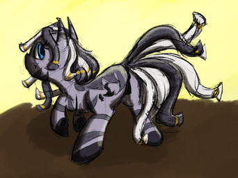 accessory anus blue_eyes butt cutie_mark dreadlocks female feral genitals grey_body hair_accessory hair_tie hooves jewelry mane presenting solo stripes vulva anonymous_artist gyrotech hasbro my_little_pony ruzeth equid equine mammal zebra hi_res