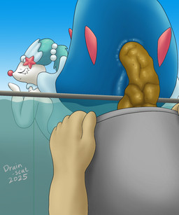 anus aquarium blue_body bucket container eyelashes eyes_closed feces feces_in_ass female feral gem genitals green_hair hair holding_bucket holding_container holding_object multicolored_body pearl_(gem) pooping shell solo starfish_(accessory) tied_hair two_tone_body vivarium vulva white_body drain_scat nintendo pokemon aquatic asterozoan echinoderm generation_7_pokemon pokemon_(species) primarina starfish 5:6 hi_res