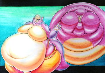anthro belly big_belly big_breasts bottomwear breasts clothing double_chin fat_face fat_rolls huge_breasts male moobs morbidly_obese multicolored_body navel obese overweight pants solo thick_thighs wide_hips ayaxstudio nintendo pokemon generation_4_pokemon mammal mephitid pokemon_(species) skuntank hi_res