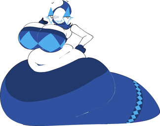 belly big_breasts blue_body breasts female overweight simple_background solo white_background blahblah866 deltarune undertale_(series) darkner rudinn 2026 hi_res